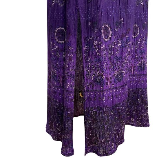 VINTAGE Carole Little Purple Crinkled Rayon Paisley Skirt & Top Set size 10P - Picture 4 of 14